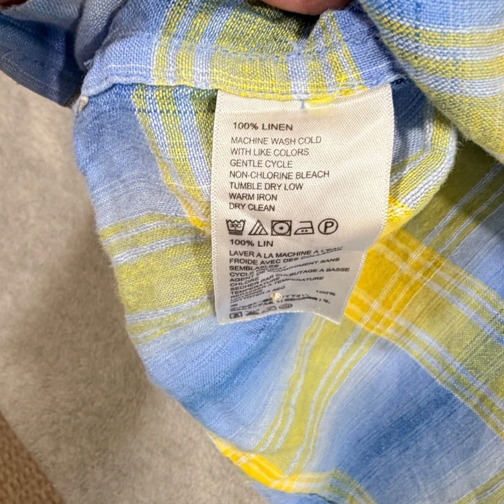 Tommy Bahama Button Down Shirt Mens‎ Large Blue Yellow Plaid 100% Linen - Picture 6 of 9